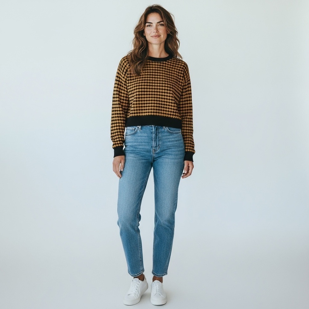 Zara Chic Black and Orange Knit Sweater
